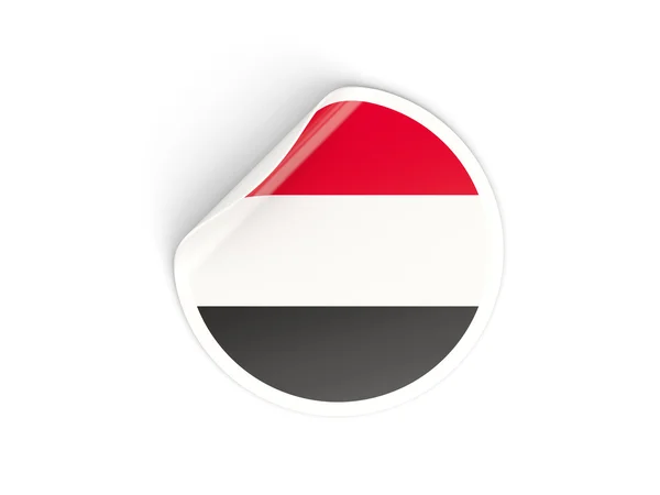 Stiker bulat dengan bendera yemen — Stok Foto