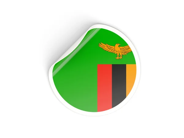 Round sticker with flag of zambia — Stock Photo, Image