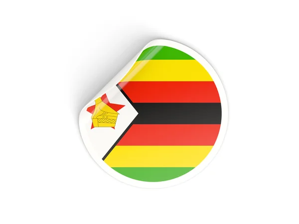 Pegatina redonda con bandera de zimbabwe — Foto de Stock
