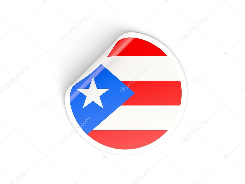 Round sticker with flag of puerto rico