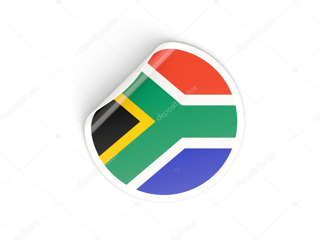 Round sticker with flag of south africa