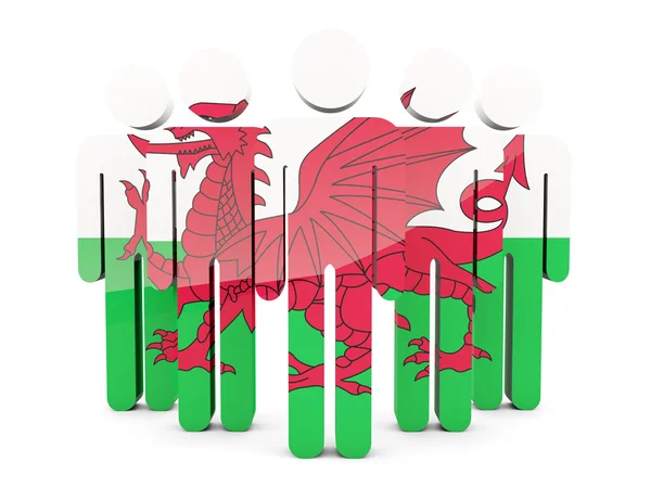 Lidé s vlajka Walesu — Stock fotografie