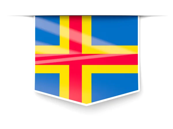 Etichetta quadrata con bandiera delle isole aland — Foto Stock