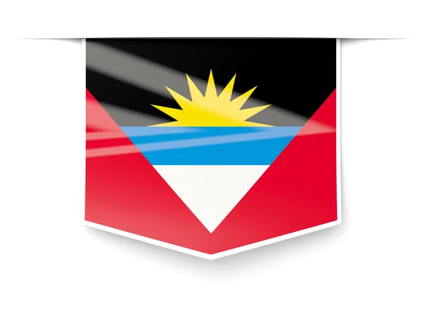 Etichetta quadrata con bandiera di antigua e barbuda — Foto Stock