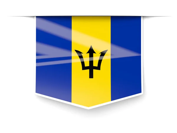 Etiqueta cuadrada con bandera de barbados — Foto de Stock