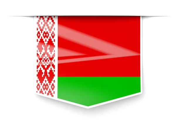 Etiqueta cuadrada con bandera de belarus — Foto de Stock