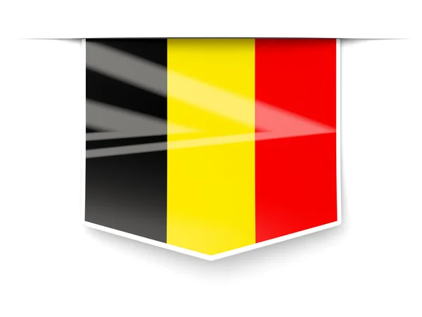 Etichetta quadrata con bandiera di belgio — Foto Stock