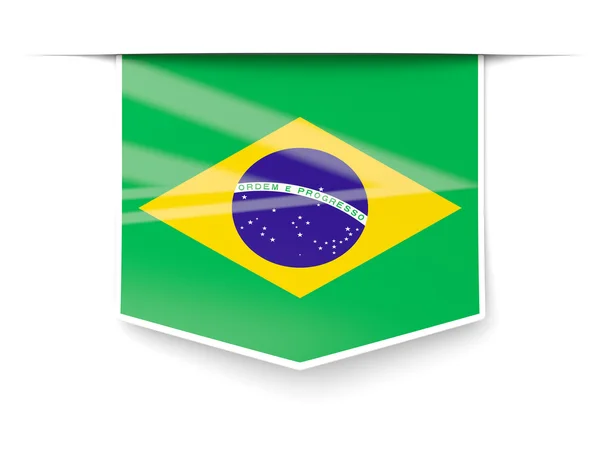 Vierkante label met vlag van Brazilië — Stockfoto