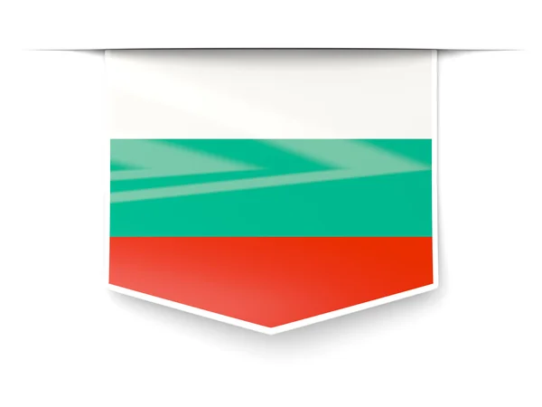 Etiqueta cuadrada con bandera de bulgaria — Foto de Stock