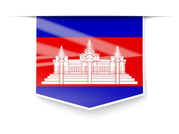 Quadratisches Etikett mit der Flagge Kambodschas — Stockfoto