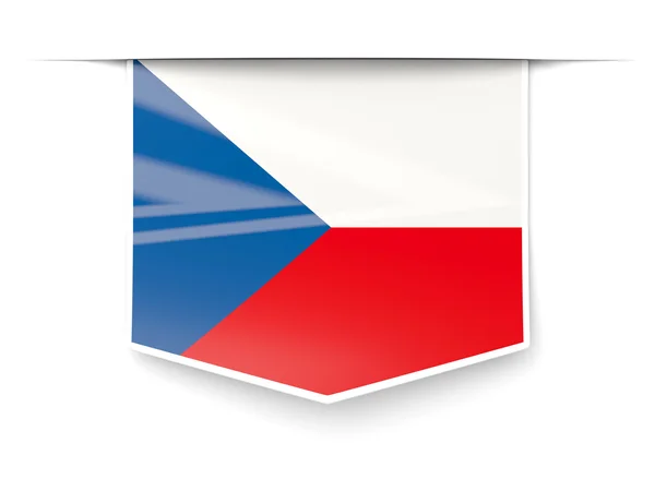 Rótulo quadrado com bandeira da República Checa — Fotografia de Stock
