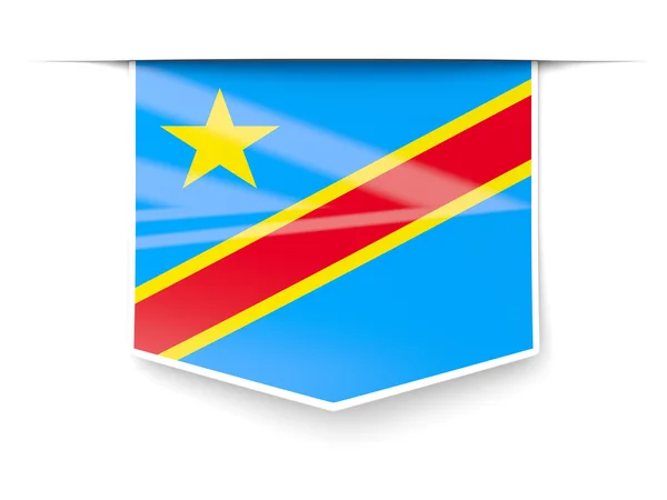 Vierkante label met vlag van democratische republiek congo — Stockfoto