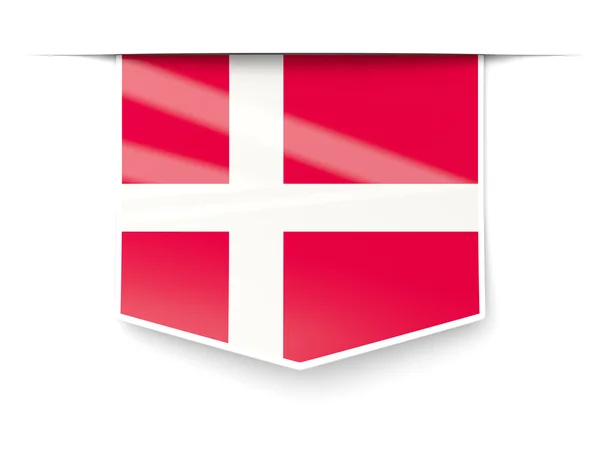 Rótulo quadrado com bandeira de denmark — Fotografia de Stock