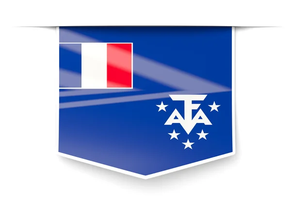 Rótulo quadrado com bandeira de territórios do sul franceses — Fotografia de Stock