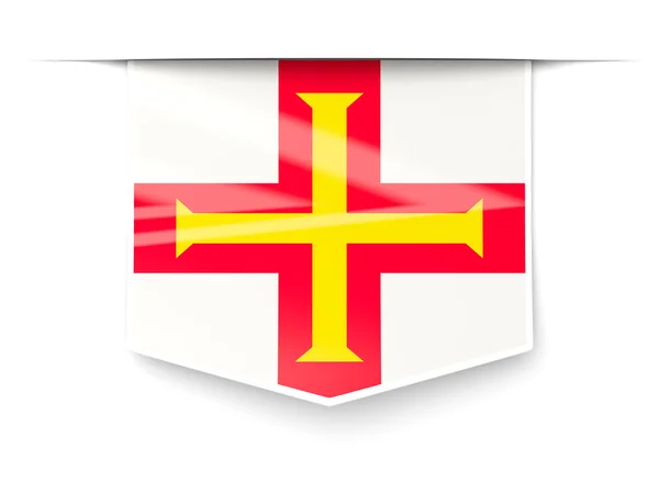 Etiqueta cuadrada con bandera de Guernsey — Foto de Stock