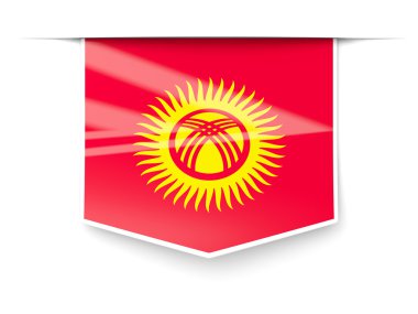 Kırgızistan bayrağı ile kare etiketi