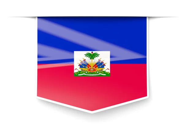 Label persegi dengan bendera haiti — Stok Foto