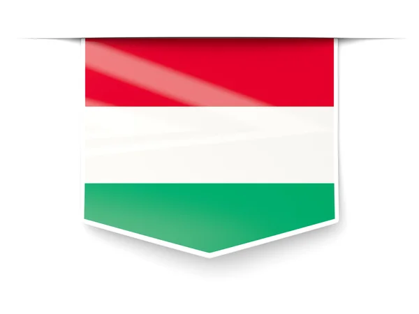 Kwadrat etykieta flaga Węgier — Zdjęcie stockowe