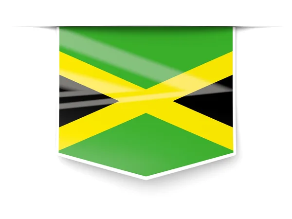 Rótulo quadrado com bandeira de jamaica — Fotografia de Stock