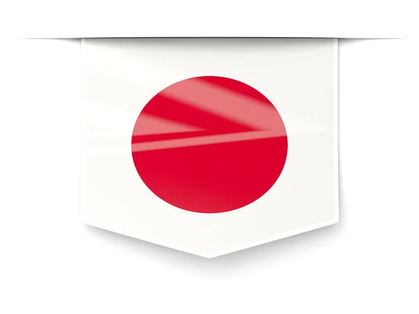 Etichetă pătrată cu steagul Japoniei — Fotografie, imagine de stoc