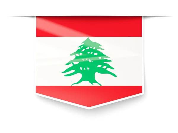 Fyrkantig etikett med flagg Libanon — Stockfoto