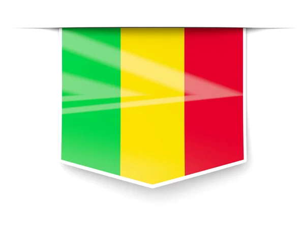 Etiqueta cuadrada con bandera de malí — Foto de Stock