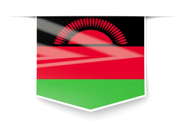 Rótulo quadrado com bandeira de malawi — Fotografia de Stock