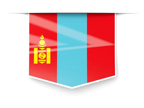 Kwadrat etykieta flaga Mongolii — Zdjęcie stockowe