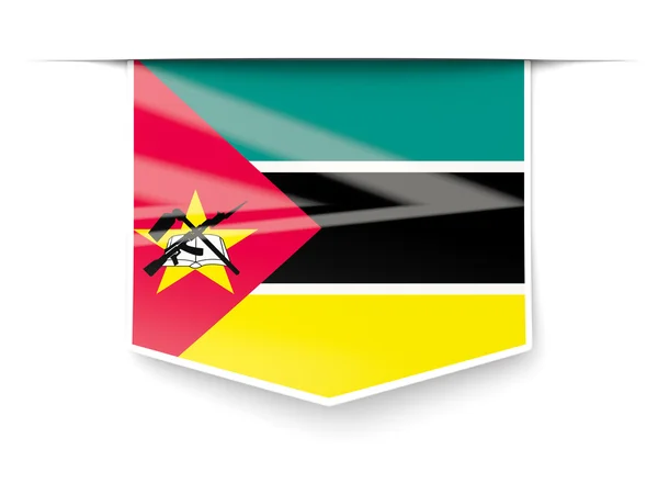Vierkante label met vlag van mozambique — Stockfoto