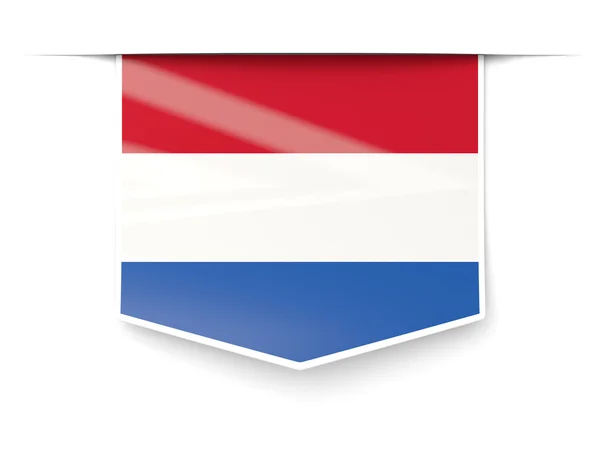 Label persegi dengan bendera netherlands — Stok Foto