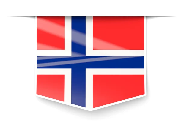 Fyrkantig etikett med flagga Norge — Stockfoto