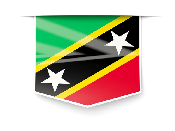 Étiquette carrée avec drapeau de saint kitts et nevis — Photo