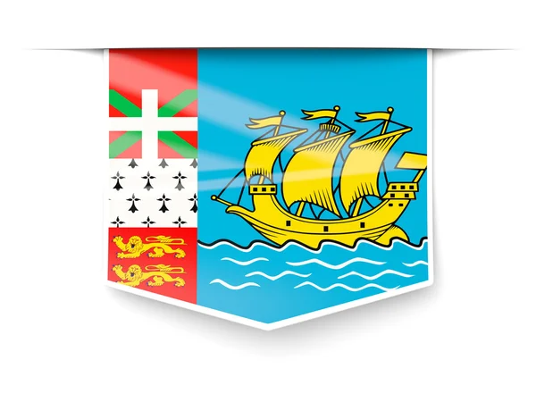 Vierkante label met vlag van saint pierre en miquelon — Stockfoto