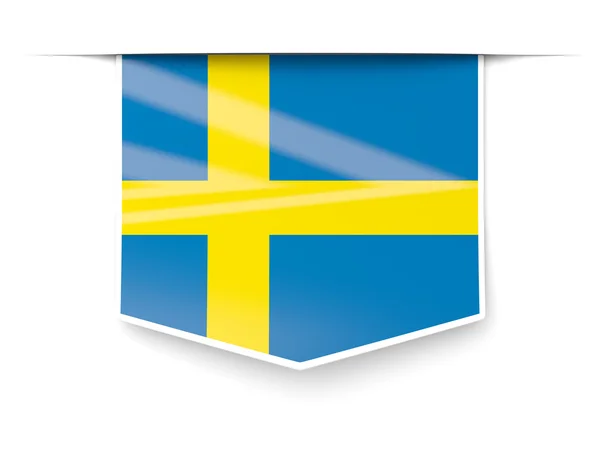 Čtvercový popisek s vlajkou Švédska — Stock fotografie
