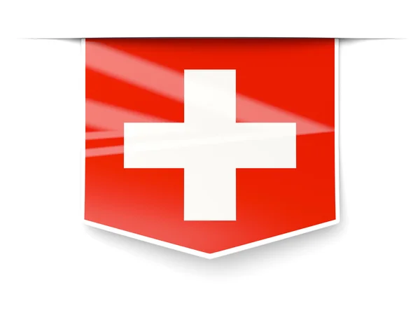 Fyrkantig etikett med Schweiz flagga — Stockfoto