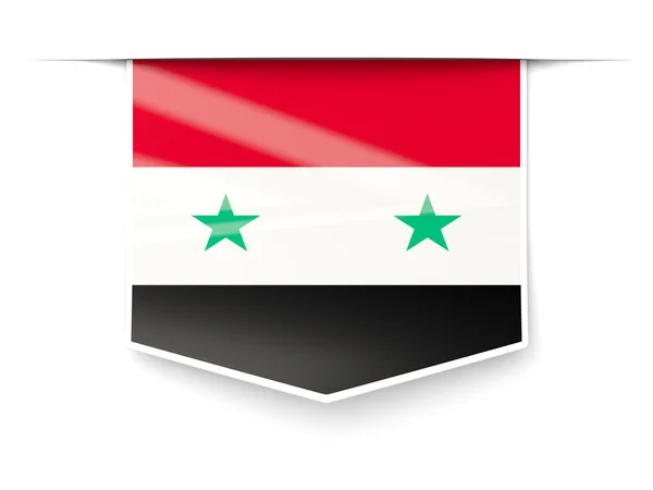 Fyrkantig etikett med flagga av Syrien — Stockfoto