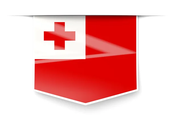 Tonga bayrağı ile kare etiketi — Stok fotoğraf