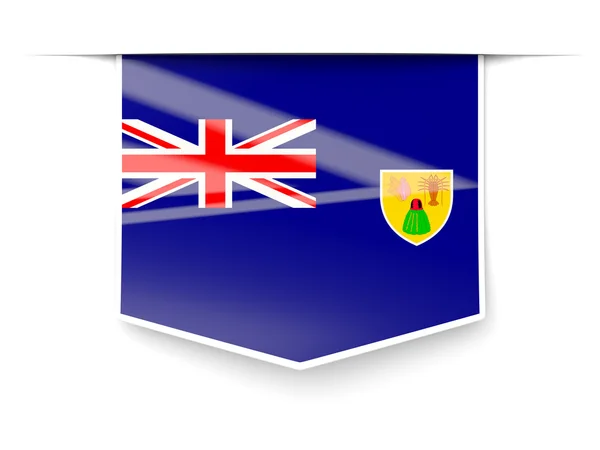 Quadratisches Etikett mit der Flagge der Türken und Caicos-Inseln — Stockfoto