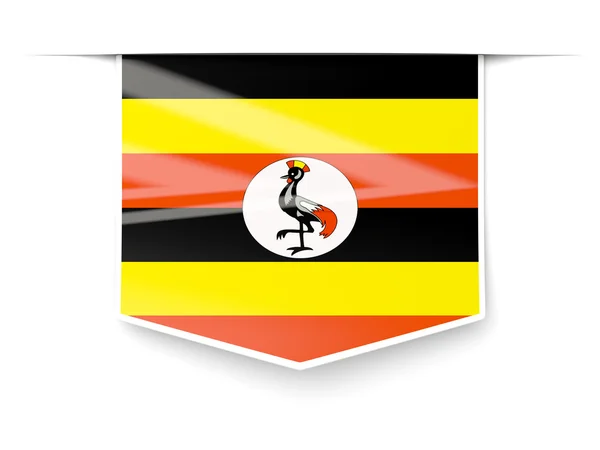 Rótulo quadrado com bandeira de Uganda — Fotografia de Stock