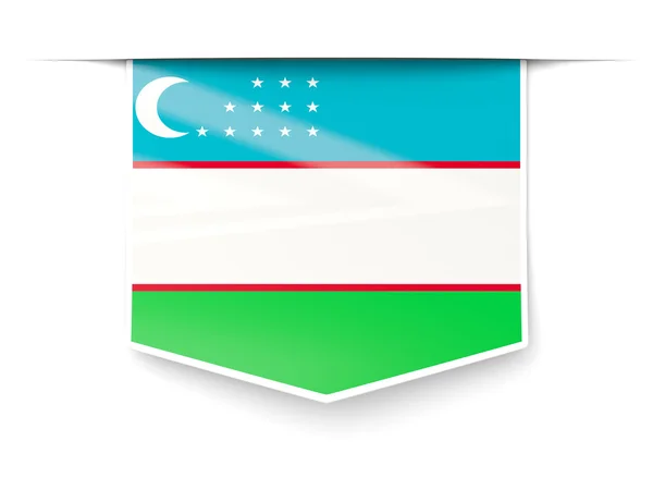 Square label with flag of uzbekistan — Stock Photo, Image