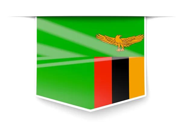 Étiquette carrée avec drapeau de zambia — Photo