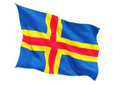 Aland Adaları bayrağı sallayarak