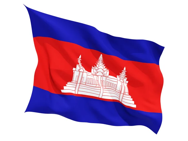 挥舞着国旗的柬埔寨 — 图库照片