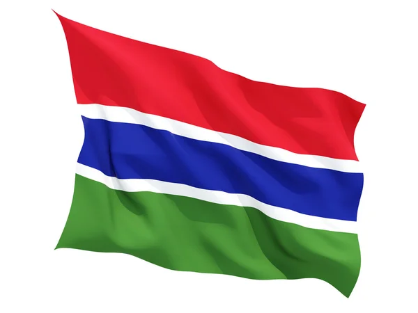 Gambiya Cumhuriyeti bayrağı sallayarak — Stockfoto
