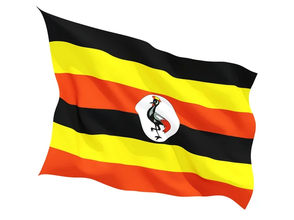 Flagge Ugandas schwenken — Stockfoto