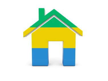 Gabon Cumhuriyeti bayrağı ile ev