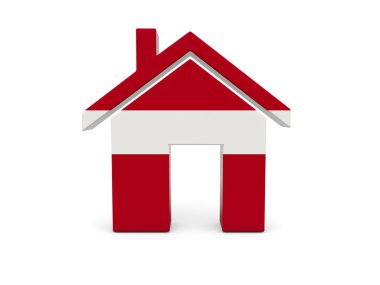 Letonya bayrağı ile ev