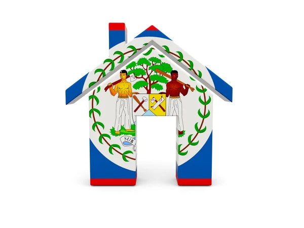 Belize bayrağı ile ev — Stok fotoğraf