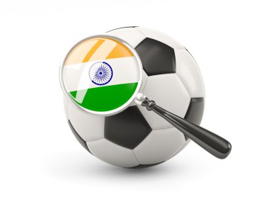 Football with magnified flag of india
