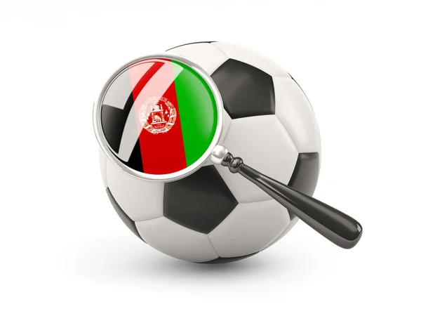 Football with magnified flag of afghanistan — Stockfoto